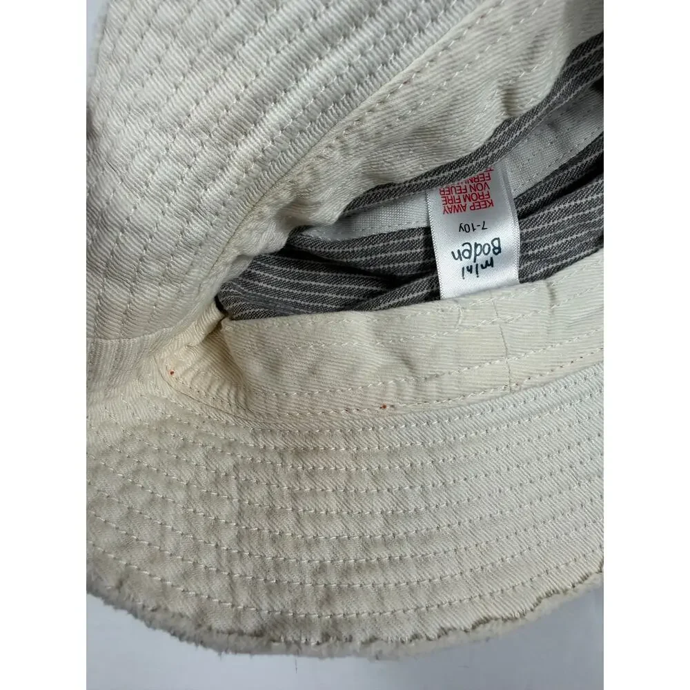 Mini Boden Boys Dinosaur Bucket Hat Gray Orange Size 7-10 Years